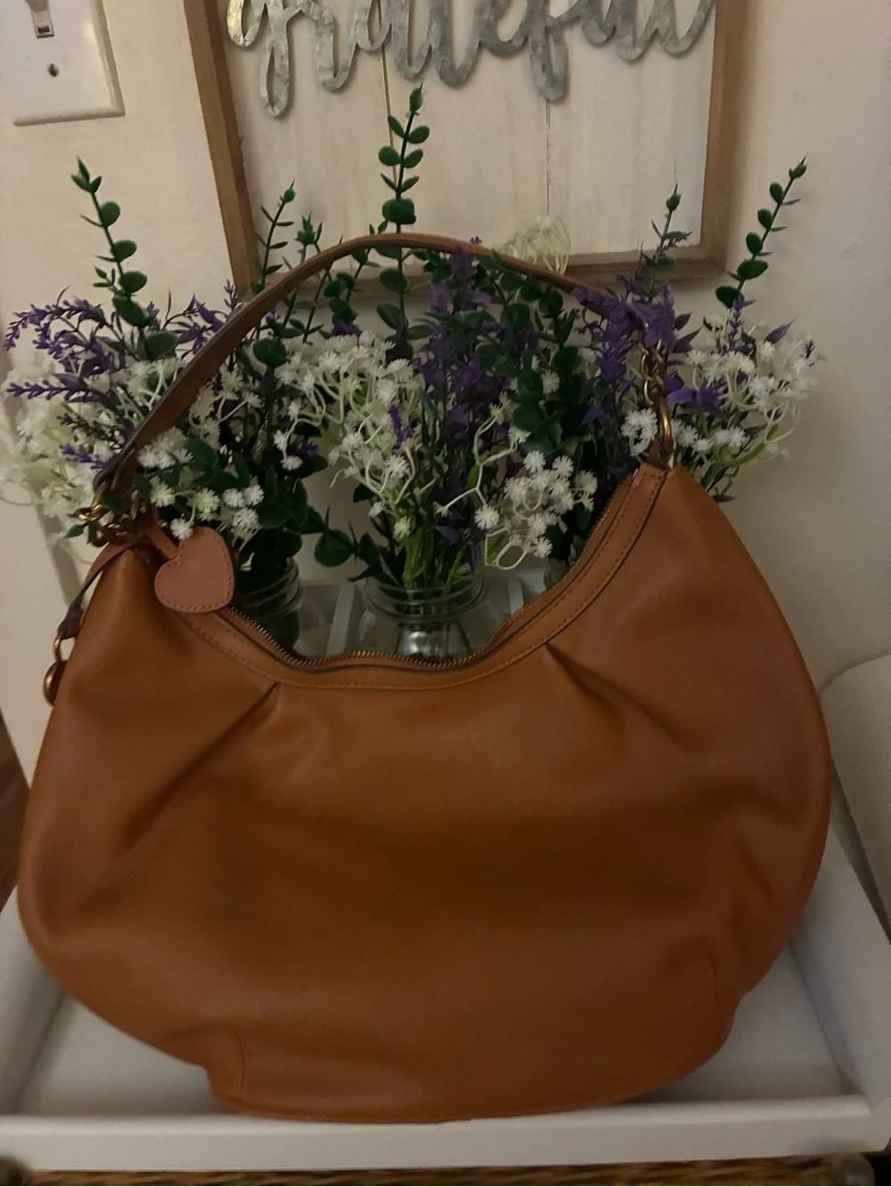 JUICY COUTURE Cognac Leather Hobo with Gold Accents.  NWOT